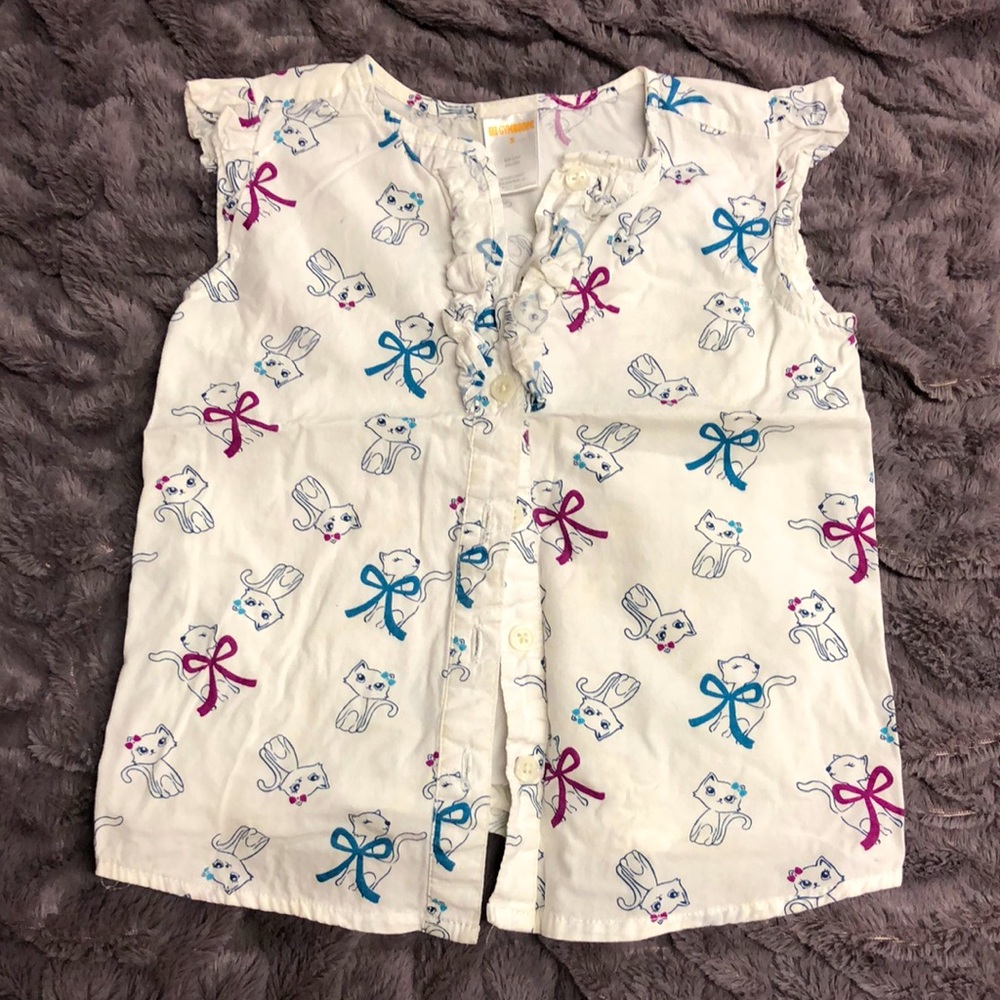 Gymboree Girls Button-down Ruffle With Cat Designs